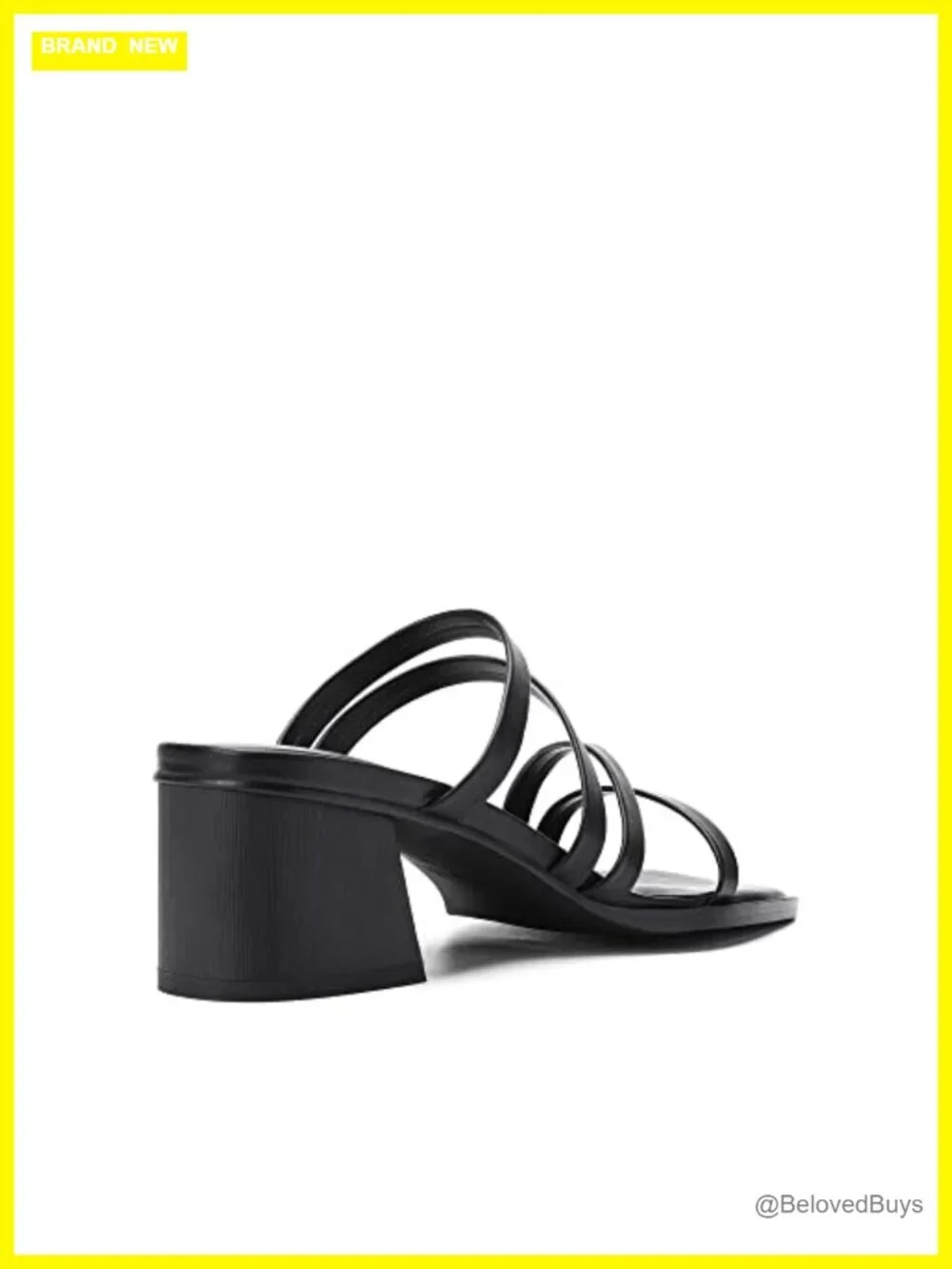 Faux Leather Square Toe Block Heel Sandals